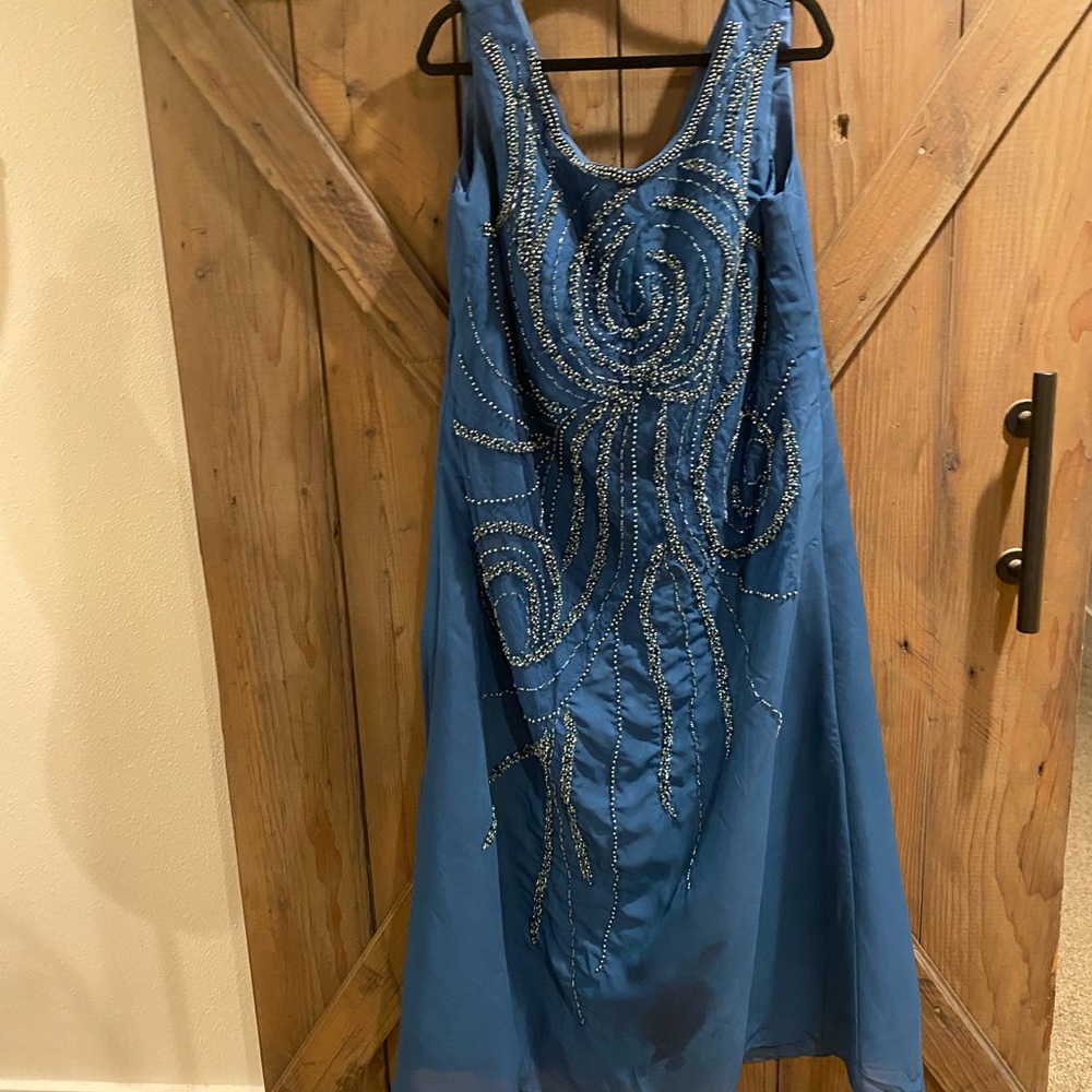 Elegant Blue Beaded Dress